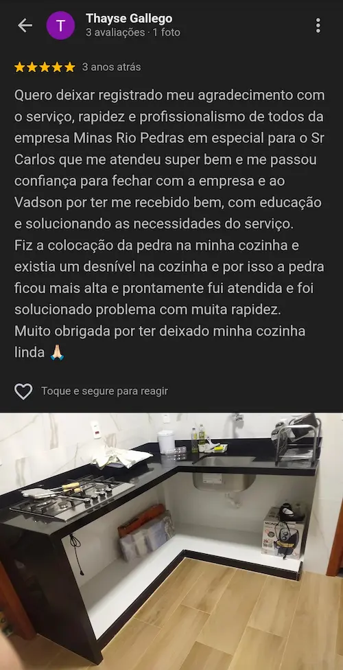 Avaliação Google — cliente 5